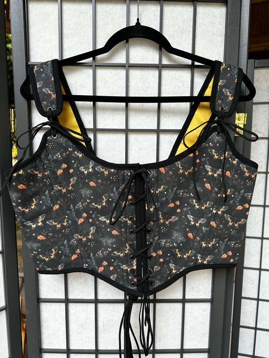 Goth Moths & Yellow Canvas Reversible Bodice