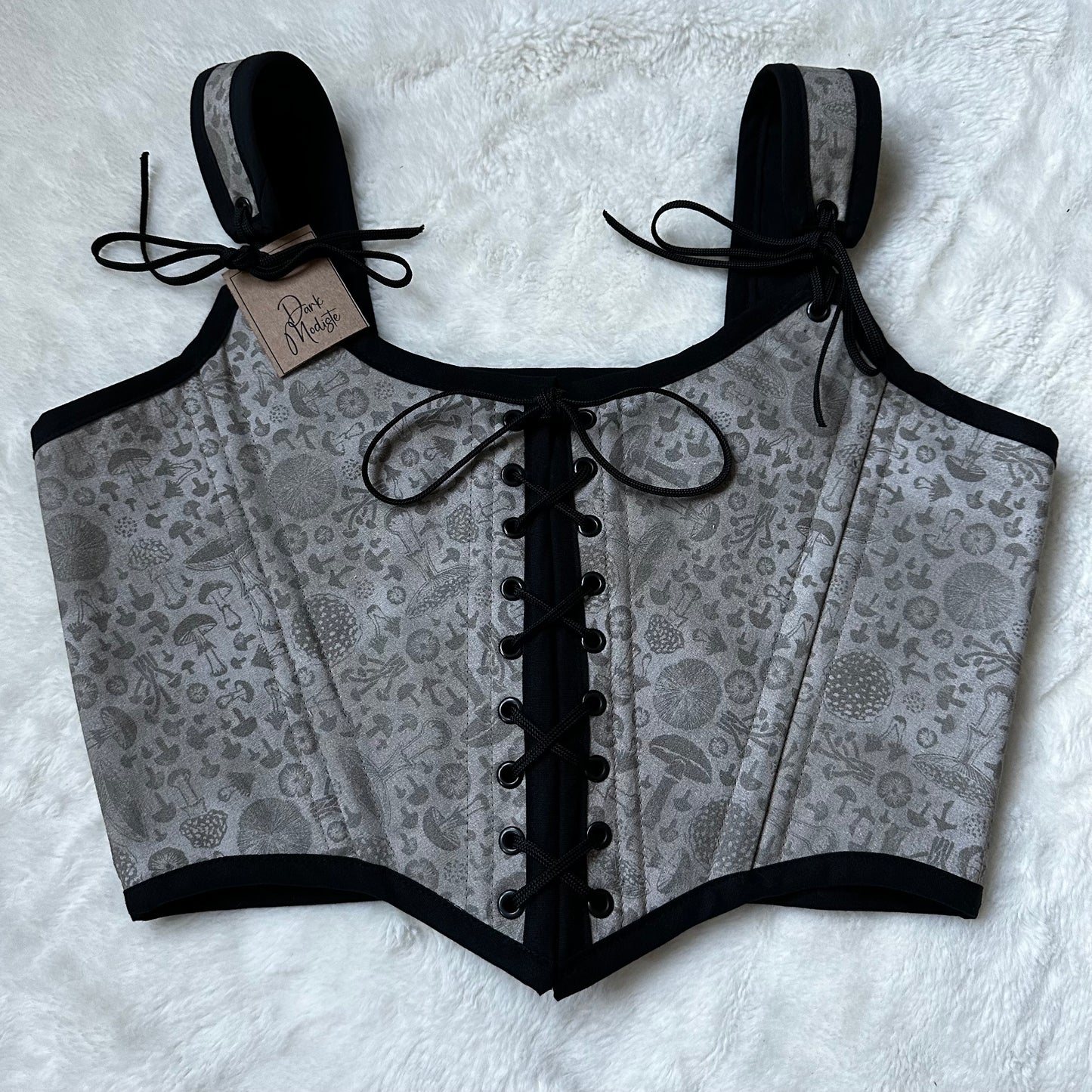 Grey Mushrooms & Black Reversible Bodice