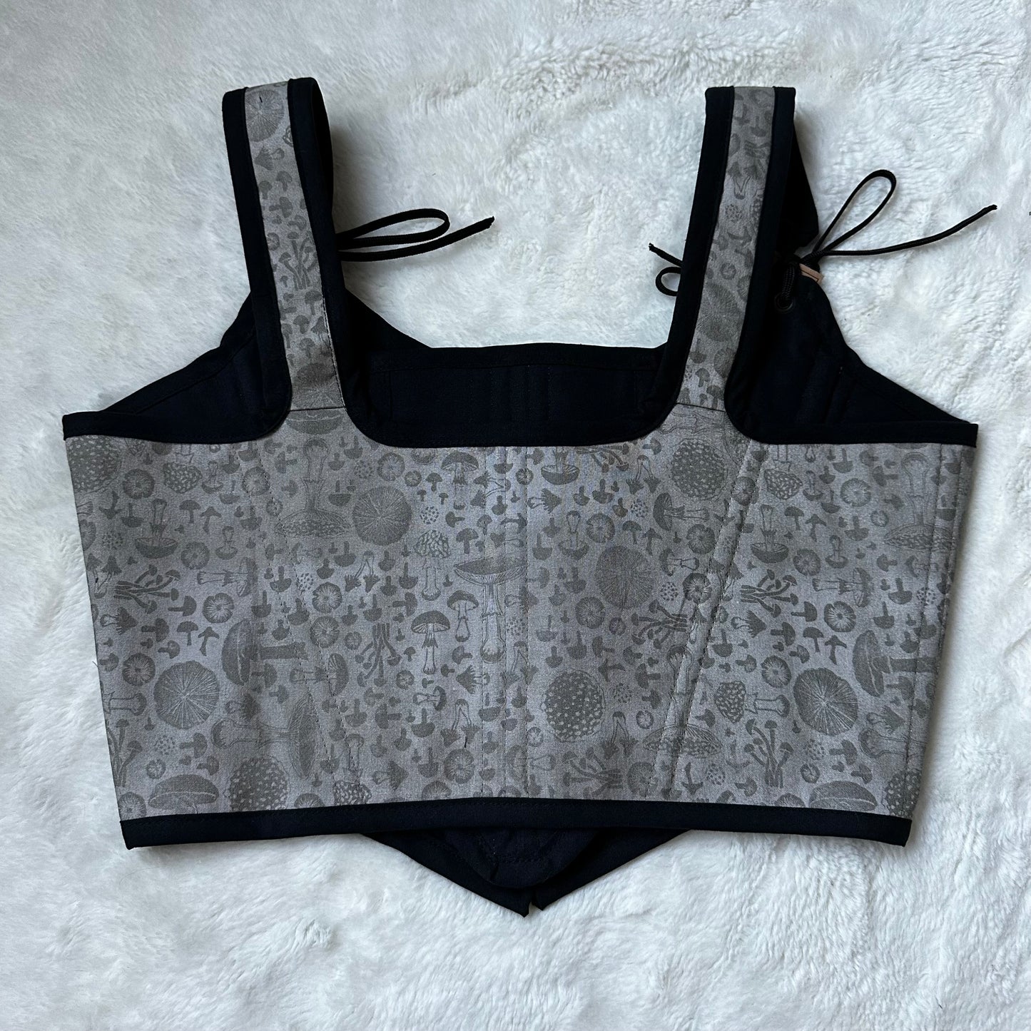 Grey Mushrooms & Black Reversible Bodice