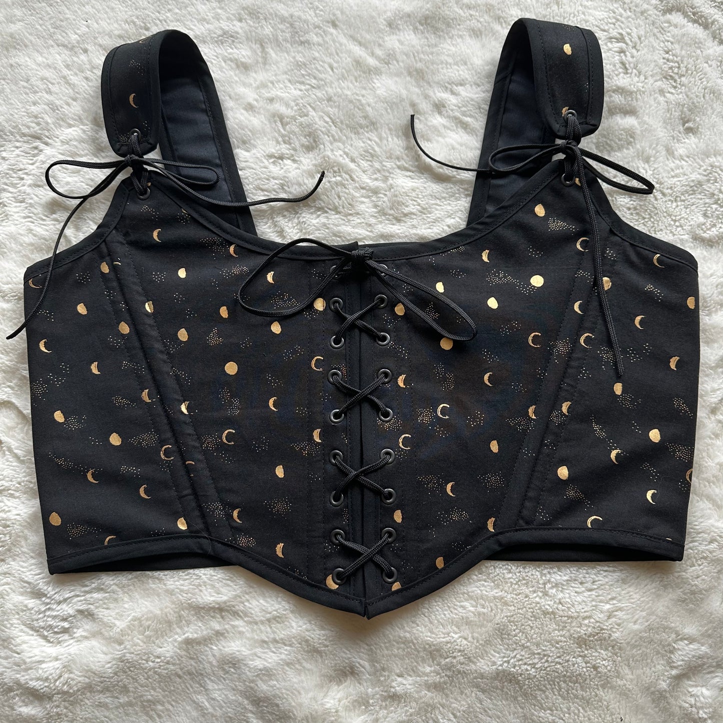 Gold Moons & Black Reversible Bodice