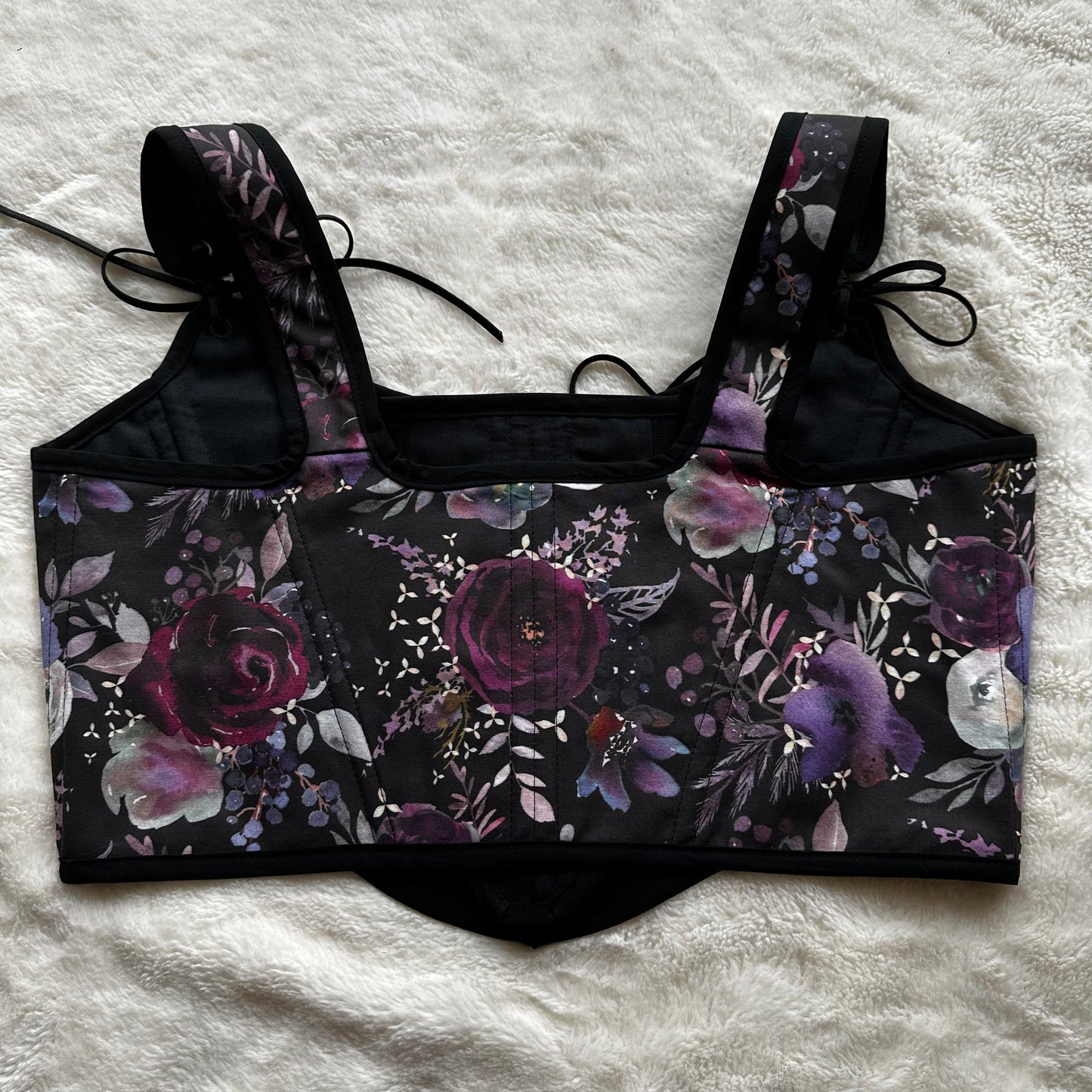 Violet Floral & Black Reversible Bodice