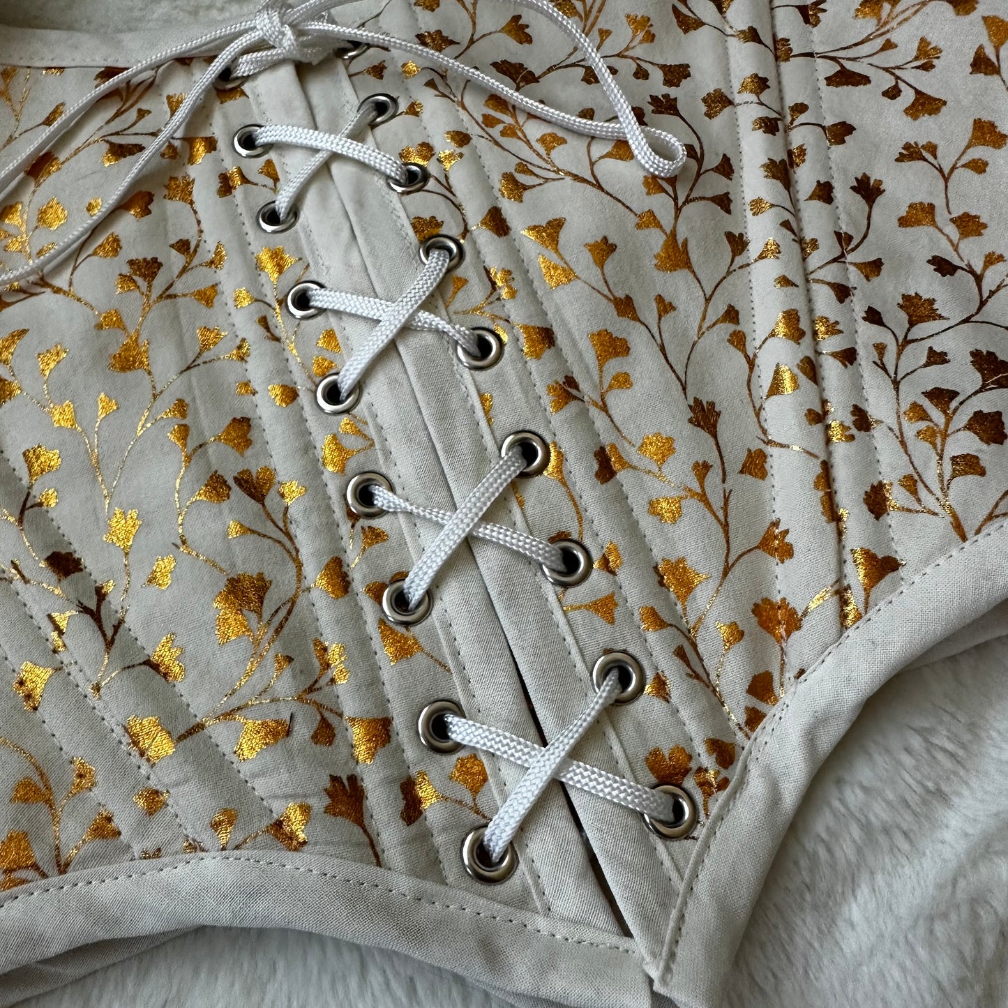 Gold Leaves & Cream Reversible Bodice