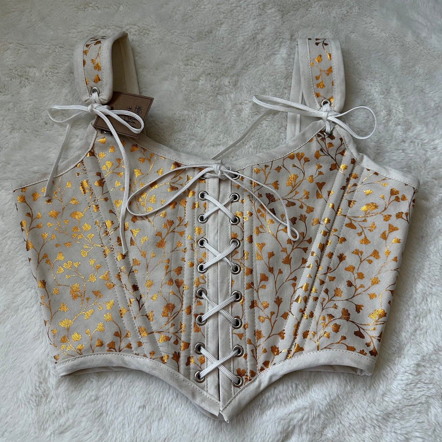 Gold Leaves & Cream Reversible Bodice